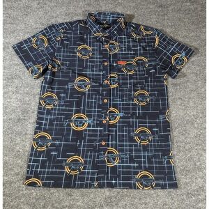 Retro Rifle Shirt Mens M Blue Short Sleeve Performance Stretch The Grid Print